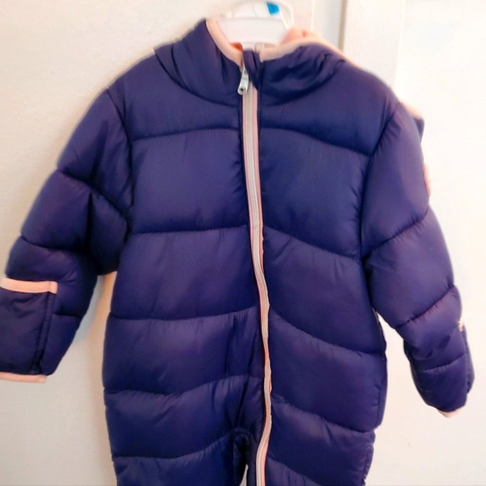 Michael Kors Baby Infant Blue Puffer Snowsuit Hooded Size 6-12 Months EUC